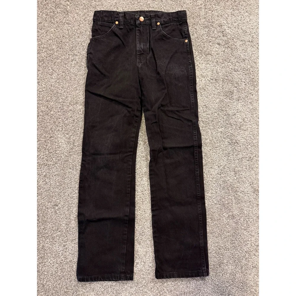 Wrangler Jeans Boys 14 Reg Black Cowboy Cut Relaxed Fit Straight Leg Cotton *